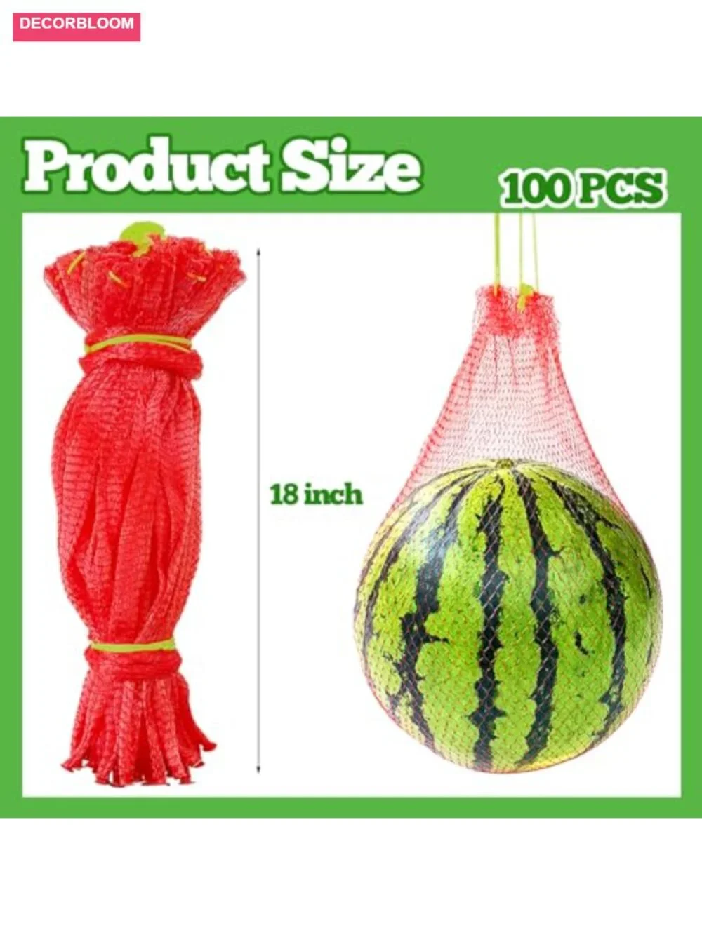100 Pack 18in Watermelon Nets Reusable Melon Hammock Bags with Drawstring for - Picture 2 of 6